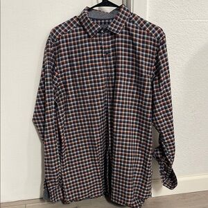Johnston & Murphy Navy Plaid Dress Shirt